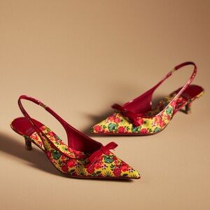 Jeffery Campbell Floral Slingback Kitten Heels Size 7